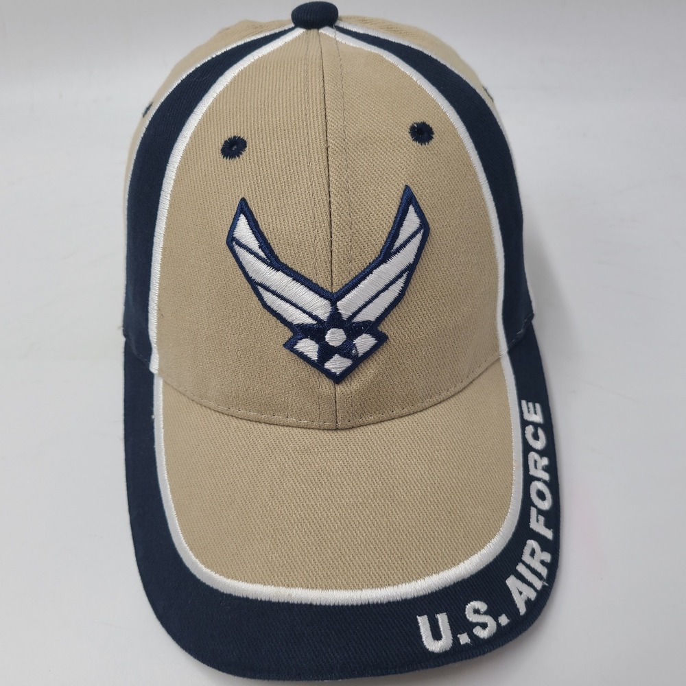 US Air Force Hat Adjustable (Fits Small) Eagle Crest Beige Blue Military USA Men